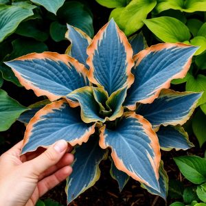 Хоста Океан Вью купить по цене от 960р. в интернет-магазине «Посадика» с доставкой почтой в в Туапсее и по всей России – [изображение №1].