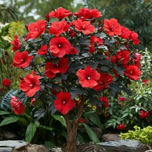 Гибискус Миднайт Роуз купить по цене от 269р. в интернет-магазине «Посадика» с доставкой почтой в в Туапсее и по всей России – [изображение №1].