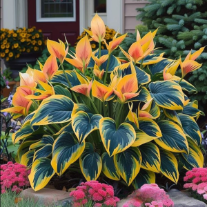 Хоста Флейм Данс купить по цене от 650р. в интернет-магазине «Посадика» с доставкой почтой в в Туапсее и по всей России – [изображение №1].